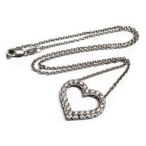 Tiny Treasures Diamond Heart 18K WG Necklace